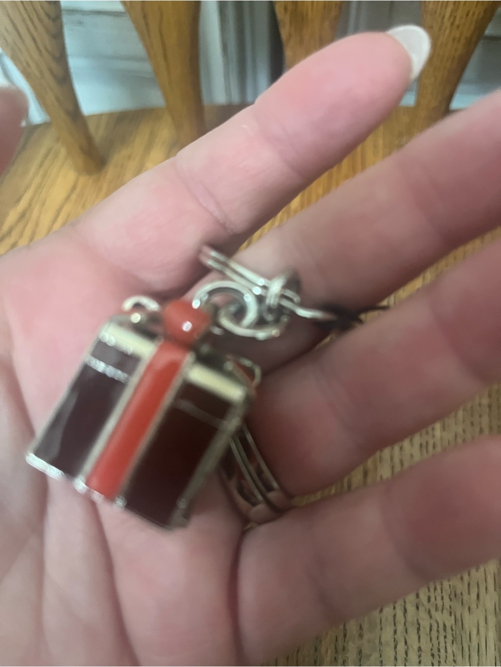 Coach Silver and Red Enamel Present Key Fob New with 🏷️ - Picture 5 of 6
